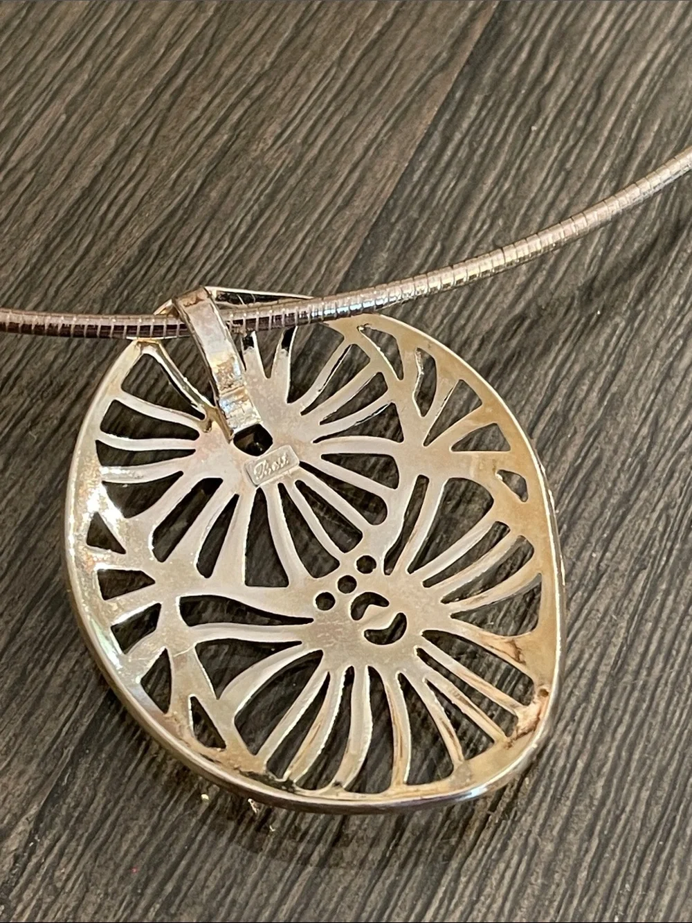 Vintage Two-tone Best Floral Cutout Slid / Pendant Wire Necklace